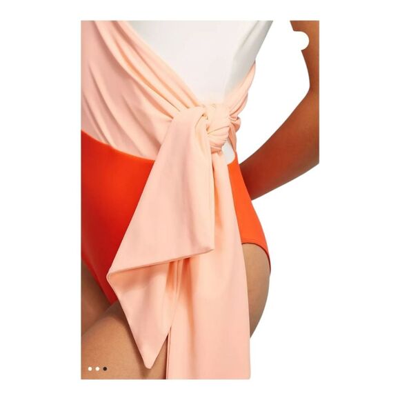 Paper LONDON Colorblock Orange Cream Swimsuit with‎ Wrap Detail Size - Picture 5 of 16